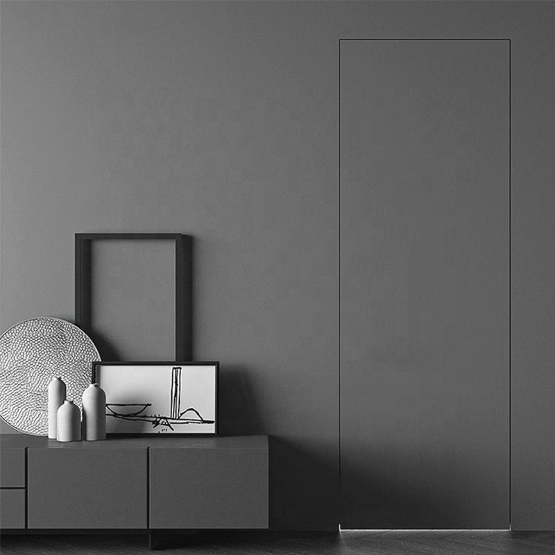 Современный дизайн интерьера Невидимая рама Алюминиевая деревянная дверь спальни