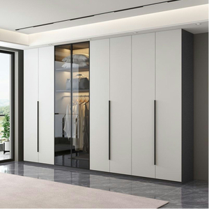 Легкий роскошный современный L-образный U-образный шкаф со стеклянной дверью и деревянной дверью