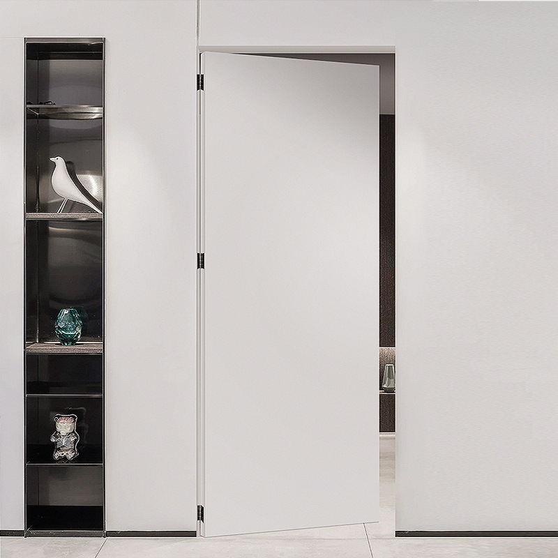 Современный дизайн интерьера Невидимая рама Алюминиевая деревянная дверь спальни