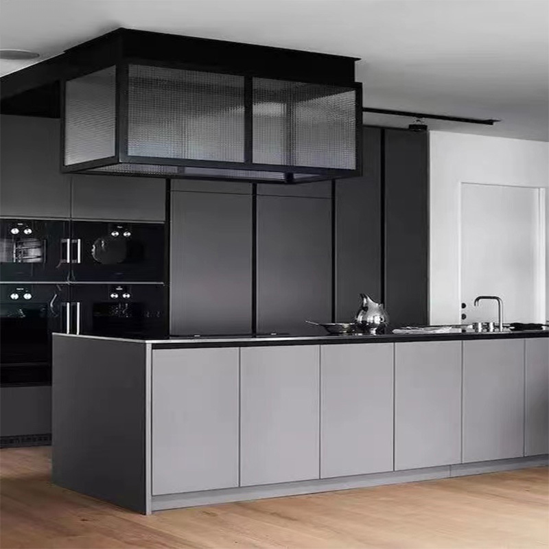 Современная новая модель мебели модульная черная маленькая кухонная стенка